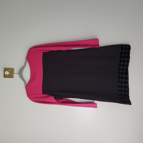 Britt Ryan Mini Dress 10 Black Pink Long Sleeve Color Block Preppy Cocktail - Picture 4 of 13
